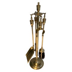Neoclassical Style Brass Fireplace Tools