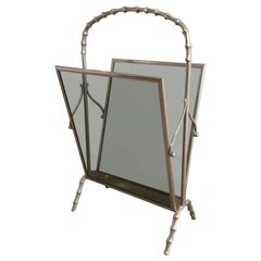 Porte-revues en faux bambou bronze argenté de Maison Baguès