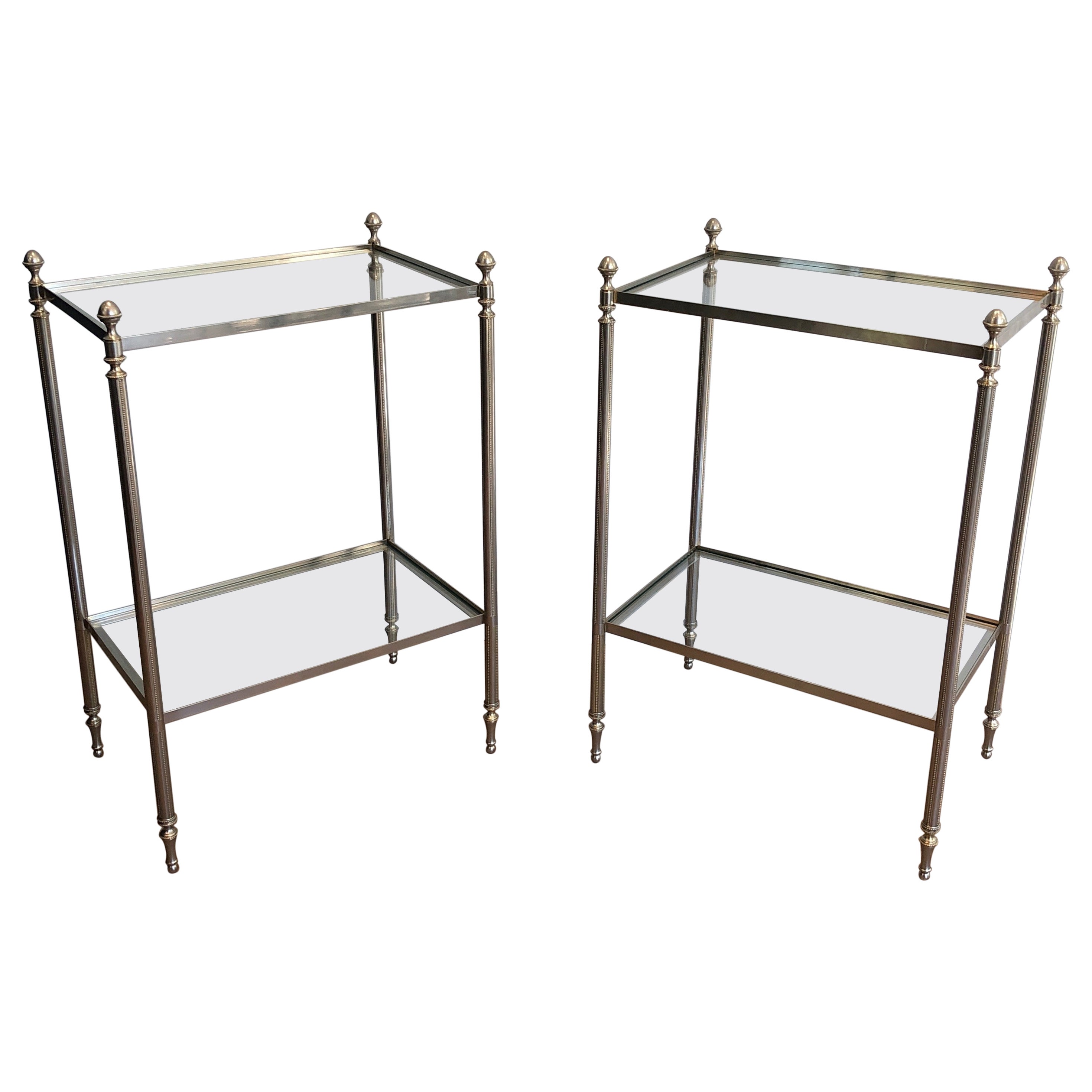 Pair of Silvered Side Tables in the Style of Maison Jansen