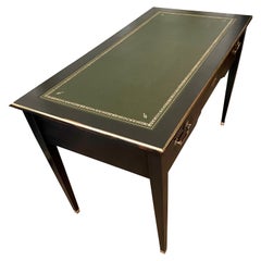 Elegant "Bureau Plat" with His Green Leather Top by Maison Jansen, France, 1950