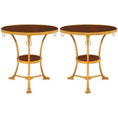 Pair of French 19th Century Neoclassical St. Ormolu and Mahogany Gueridon Tables