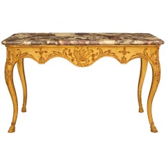 Italian Mid-18th Century Louis XV Period Giltwood and Marble Center Table