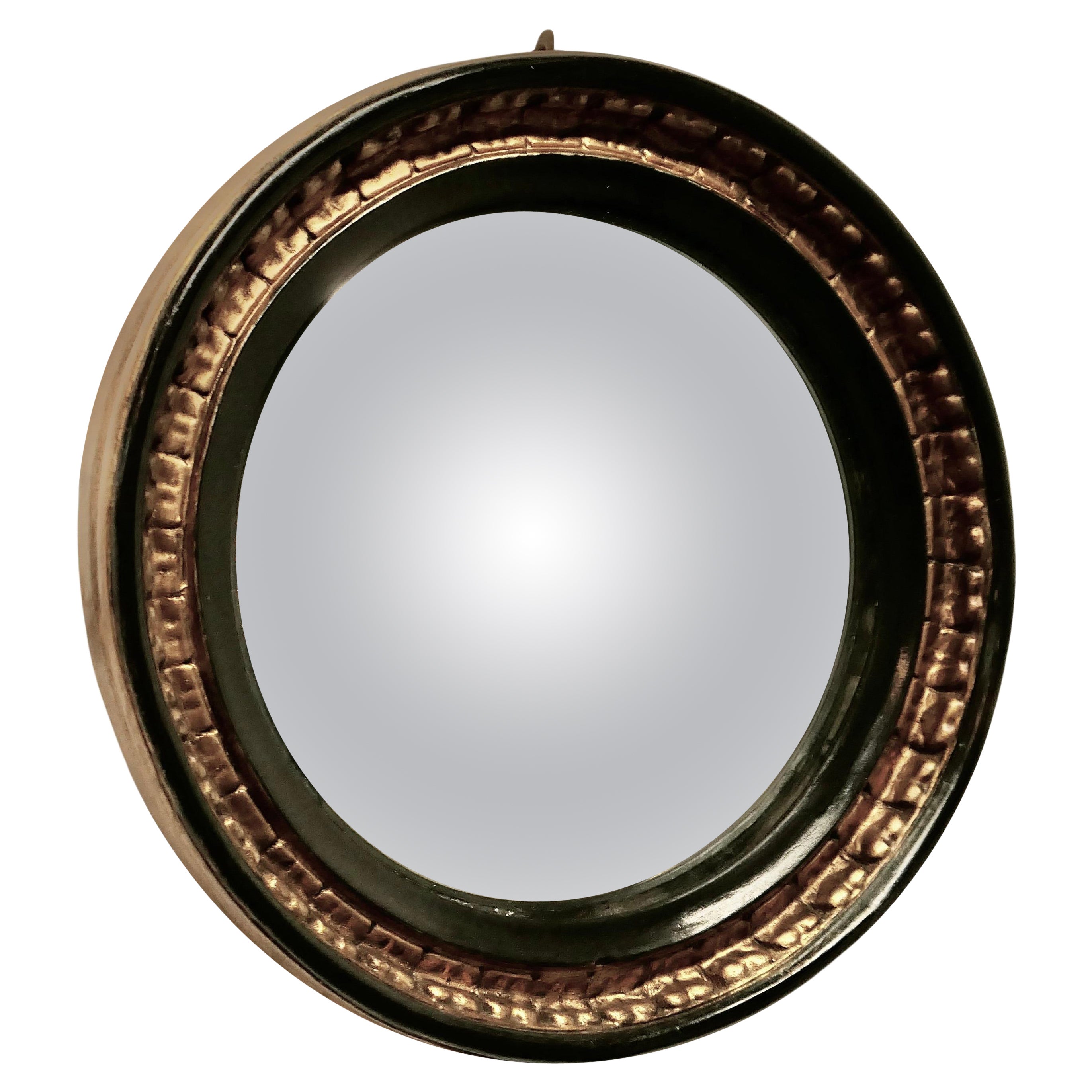 Gilt and Lacquer French Convex Wall Mirror