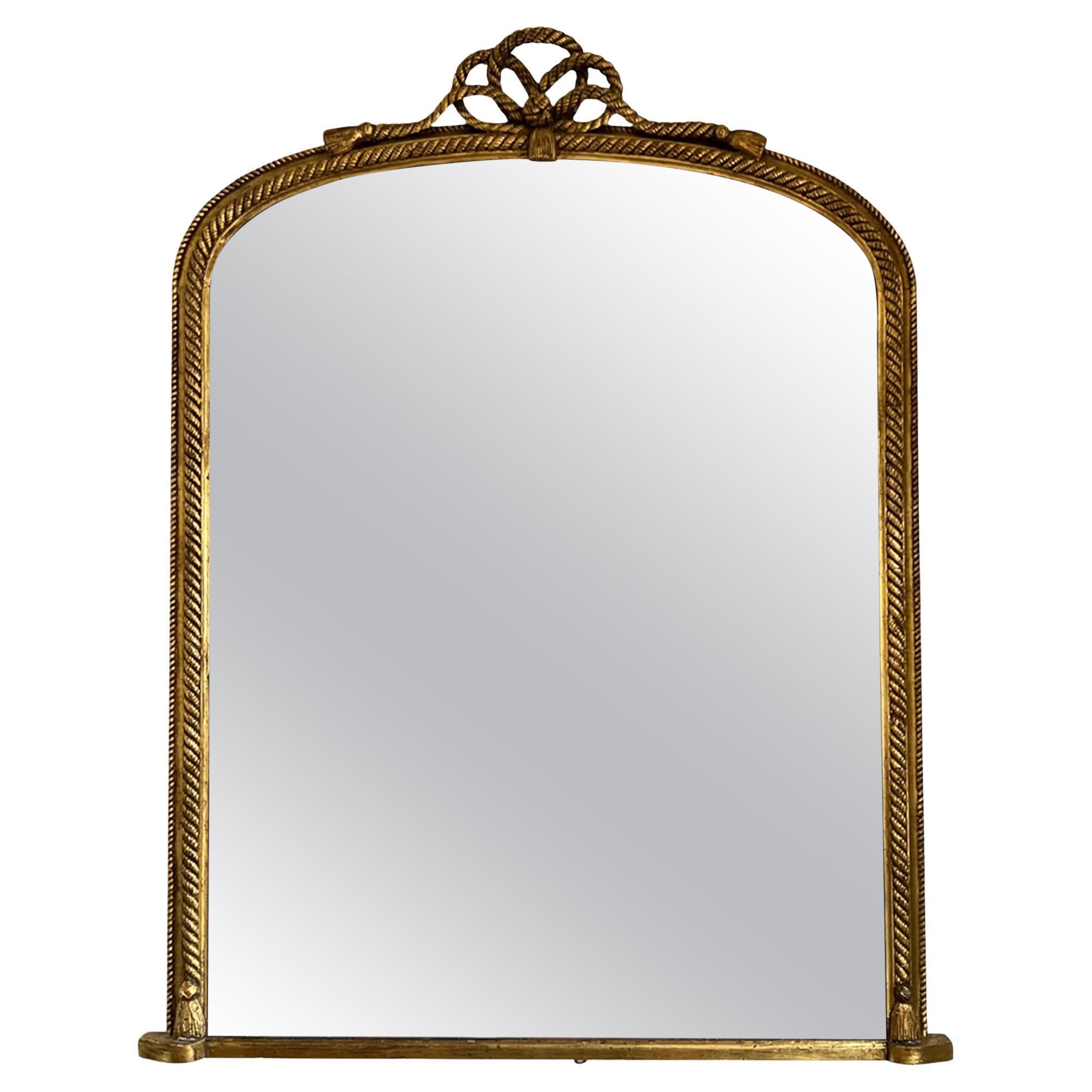 Large French 19th Century Giltwood Overmantle Mirror
