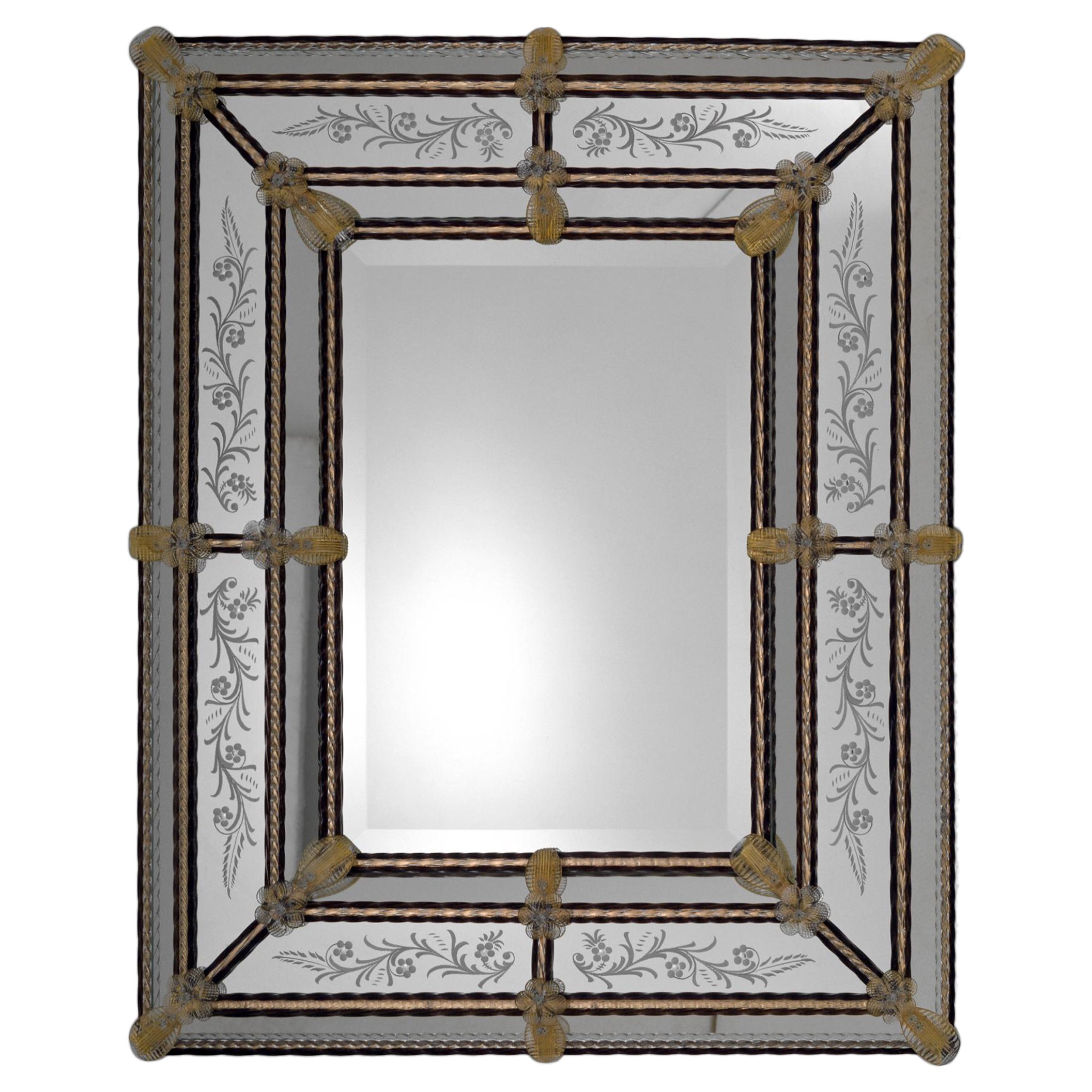 "Cà di Dio" Murano Glass Mirror in Venetian Style by Fratelli Tosi For Sale