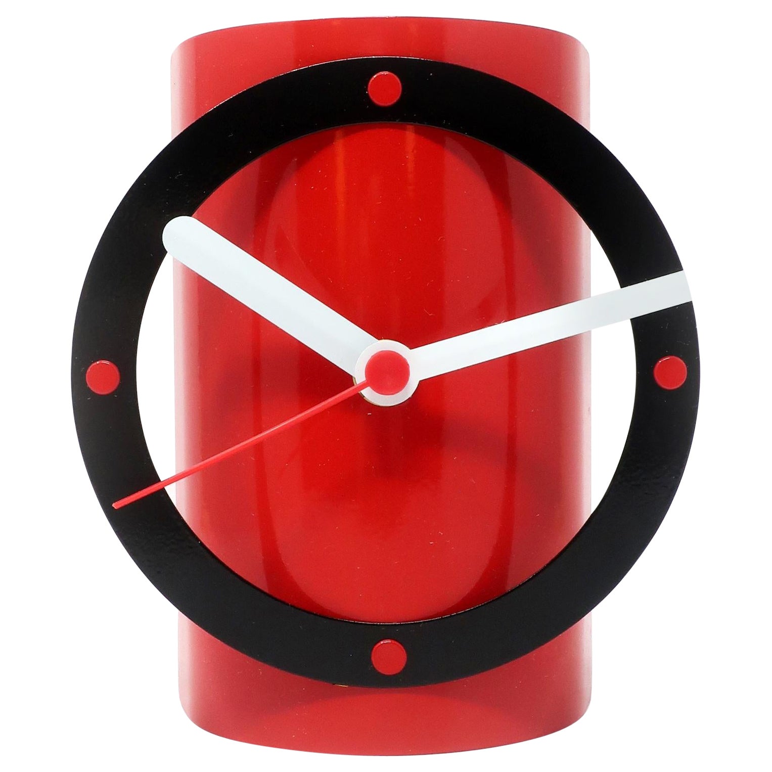 1980s Red & Black Metal Clock by Time Square For Sale