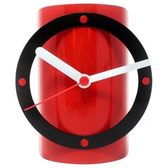 1980s Red & Black Metal Clock by Time Square