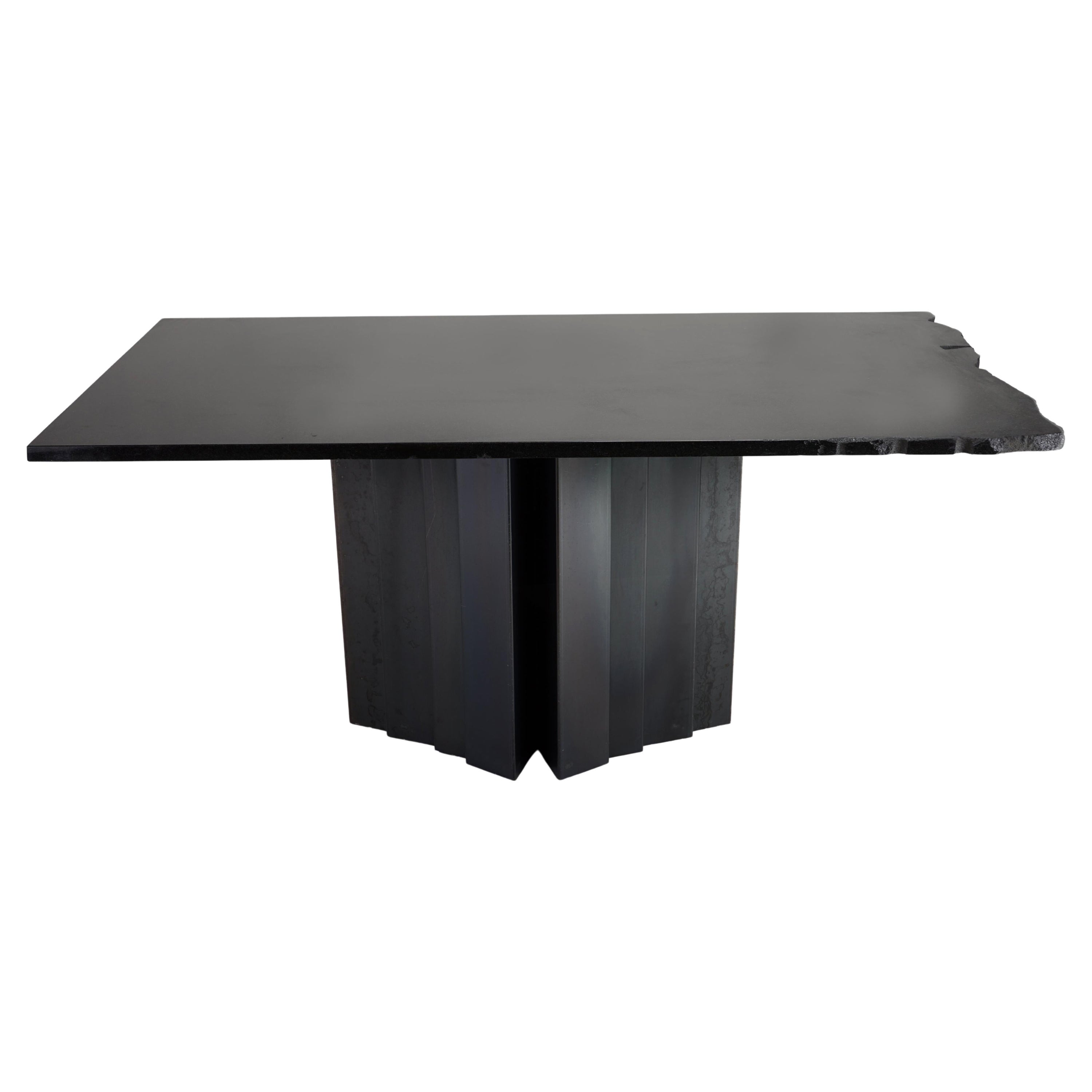 Materico, Absolute Black Granite Dining Table by Dfdesignlab Handmade in Italy For Sale