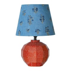 Vintage Ceramic Table Lamp with Customized Shade by the Apartment, France 1970s