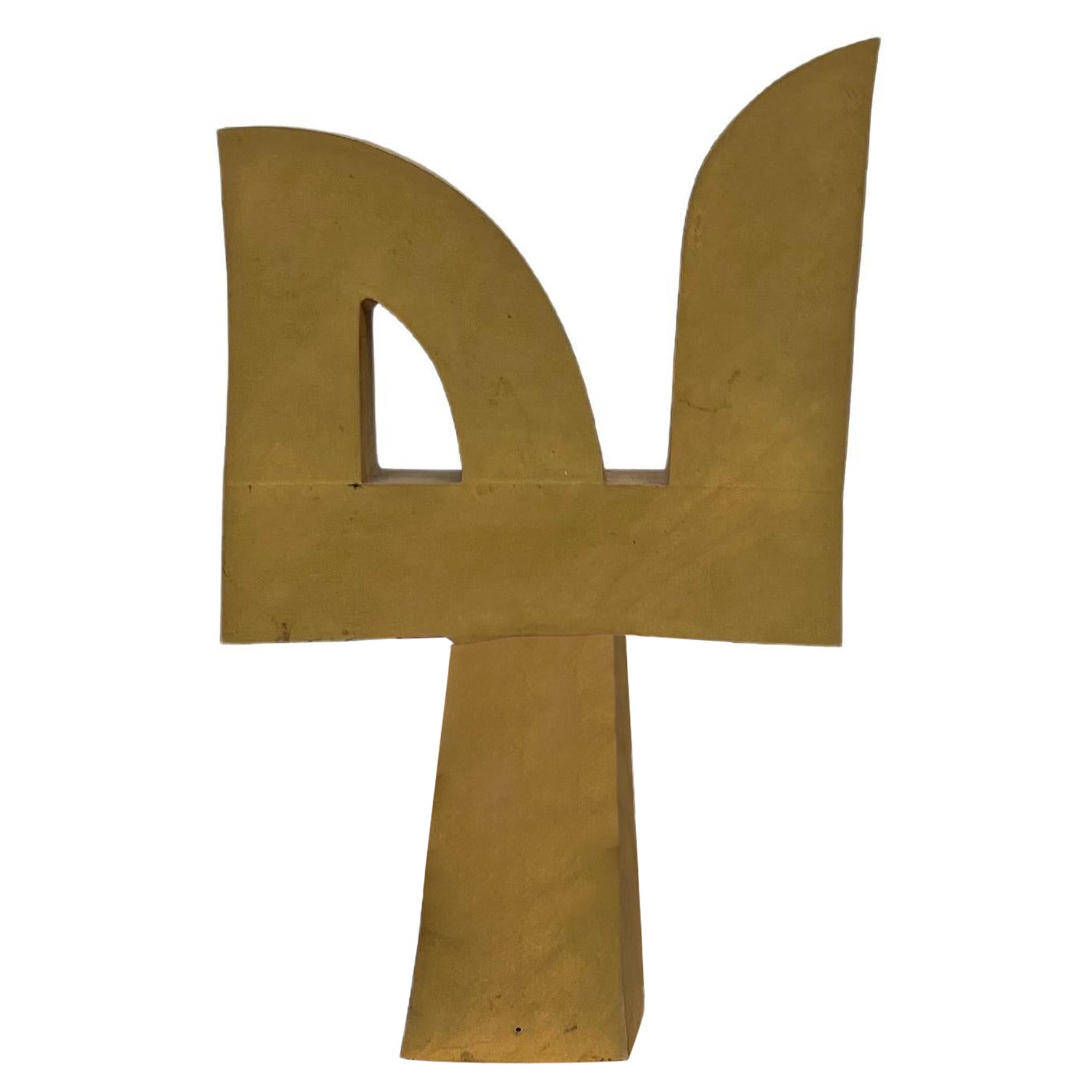 Vintage Abstract Gold Sculpture, c. 1981 For Sale