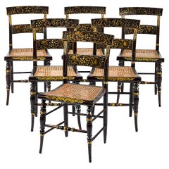 Hitchcock-Stühle aus Rosenholz, bemalt und schabloniert, Blumenpflanzgefäße, Neuengland