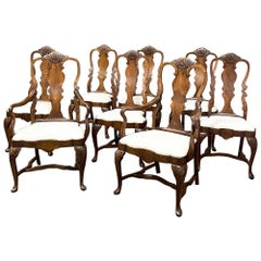 Set of 8 Queen Anne Dining Chairs Includes 2 Armchairs