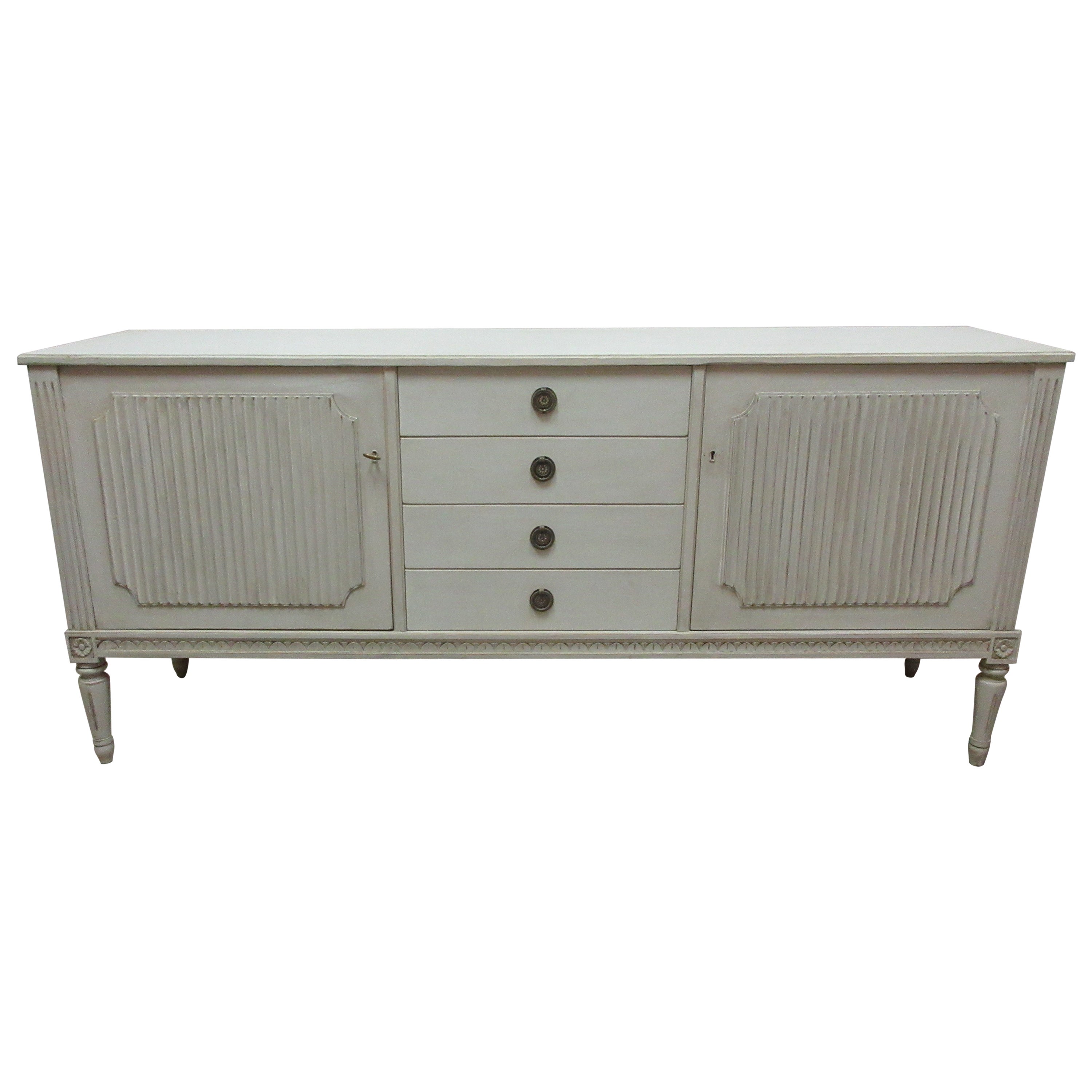 Antique Swedish painted late gustavian sideboard with rounded corners