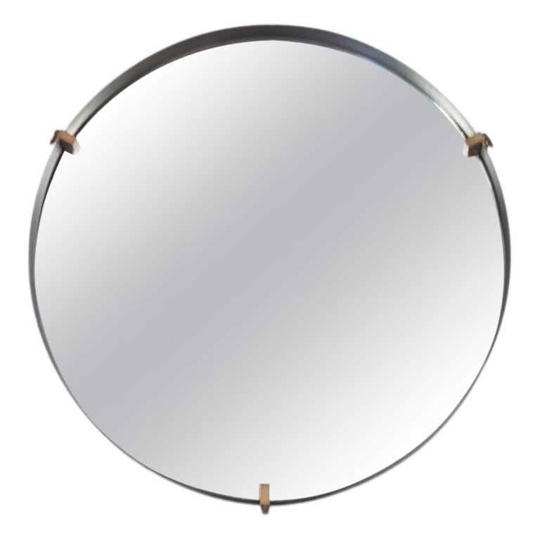 This Round, Italian Mirror Dates from the 1960s For Sale