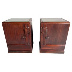 Stunning Dutch Arts and Crafts Night Stands / Bedside Tables with Drawer Inside