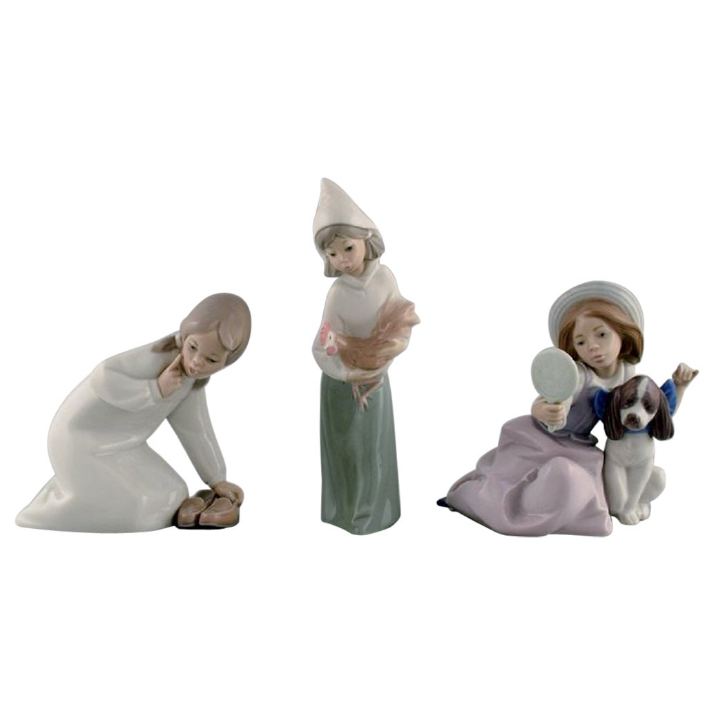 Lladro, Spain, Three Porcelain Figurines, 1970/80s For Sale