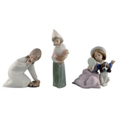 Vintage Lladro, Spain, Three Porcelain Figurines, 1970/80s