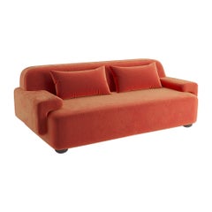 Popus Editions Lena 3 Seater-Sofa mit orangefarbener Verone-Samtpolsterung