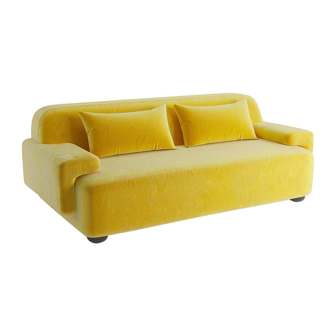 Popus Editions Lena 3 Seater Sofa in Yellow Verone Velvet Upholstery For Sale