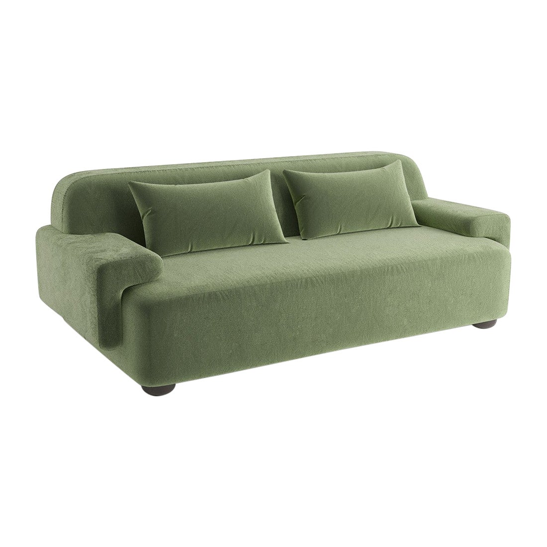 Popus Editions Lena 3-Seater Sofa in Green Verone Velvet Upholstery For Sale