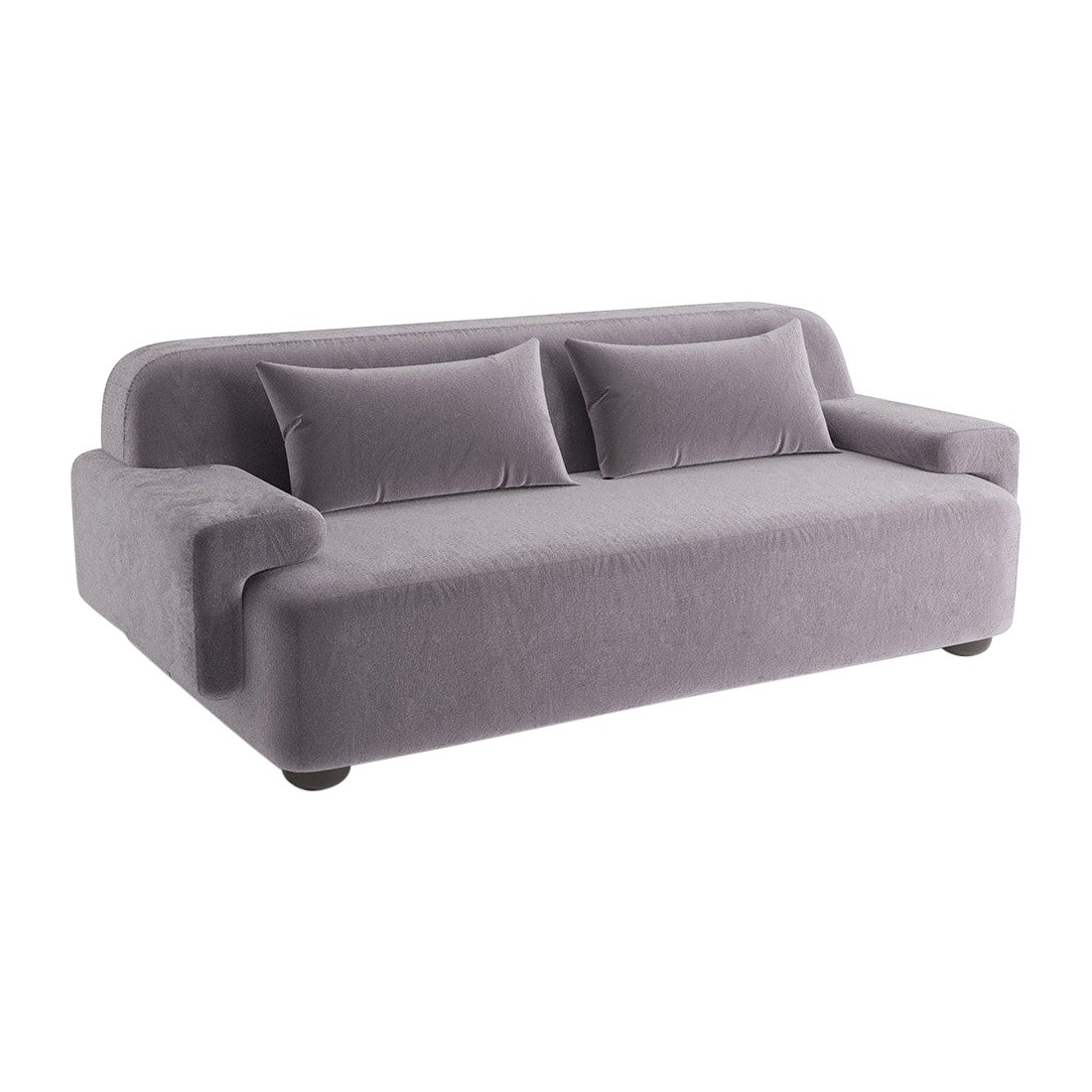 Popus Editions Lena 3 Seater Sofa in Gray Verone Velvet Upholstery For Sale