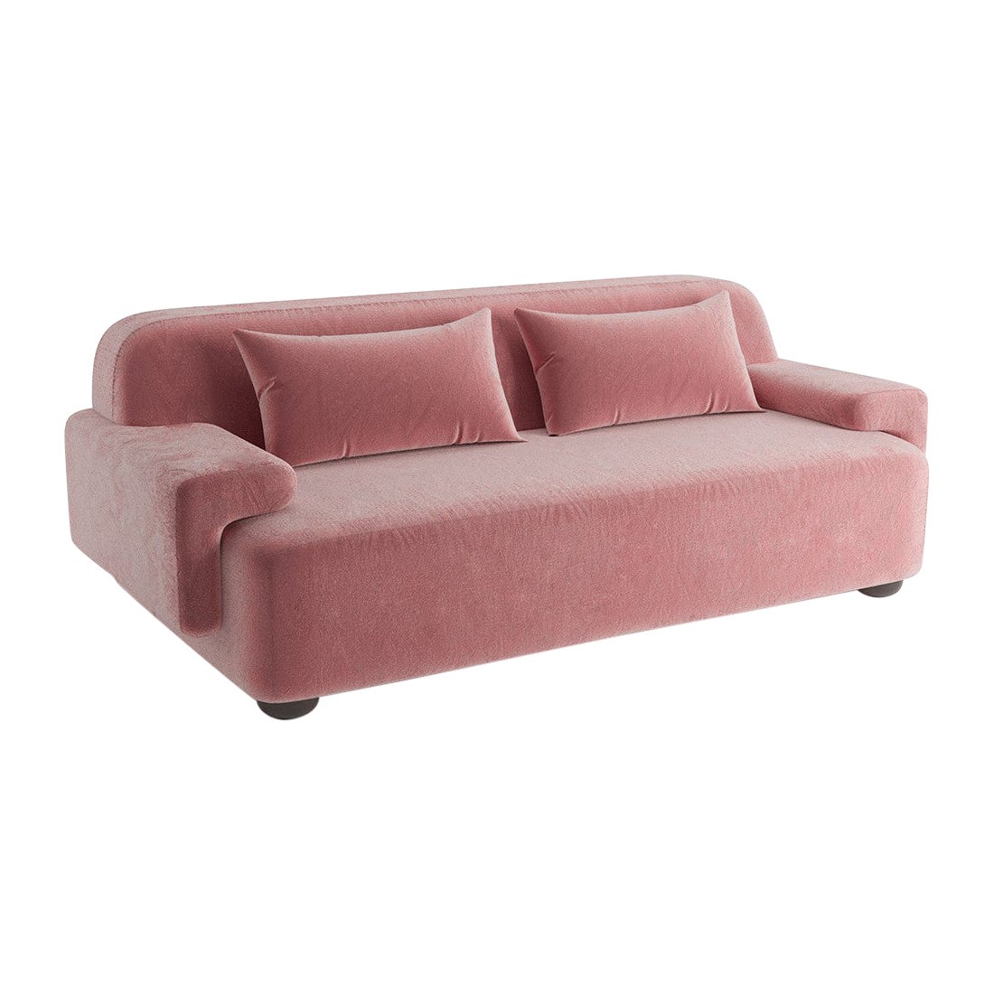 Popus Editions Lena 3 Seater Sofa in Pink Verone Velvet Upholstery For Sale