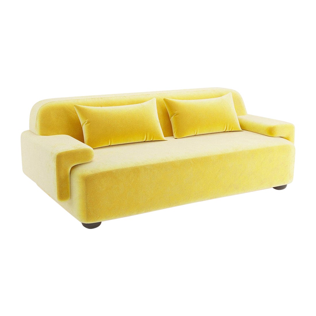 Popus Editions Lena 3 Seater Sofa in Yellow Como Velvet Upholstery For Sale