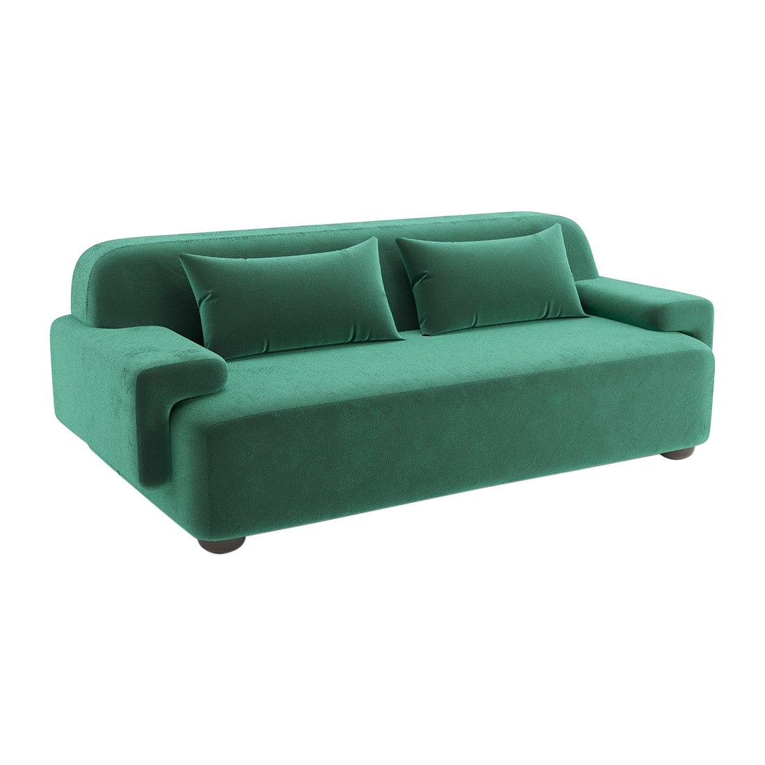 Popus Editions Lena 3 Seater Sofa in Green '772256' Como Velvet Upholstery For Sale