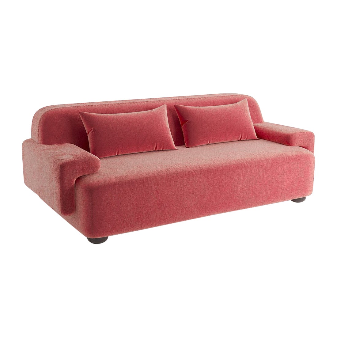 Popus Editions Lena 3 Seater Sofa in Pink Como Velvet Upholstery For Sale