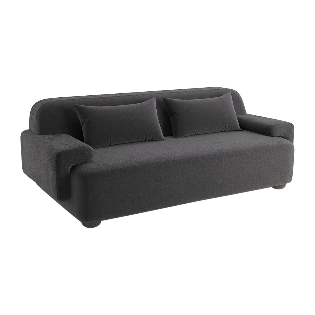 Popus Editions Lena 3 Seater Sofa in Dark Brown Como Velvet Upholstery For Sale