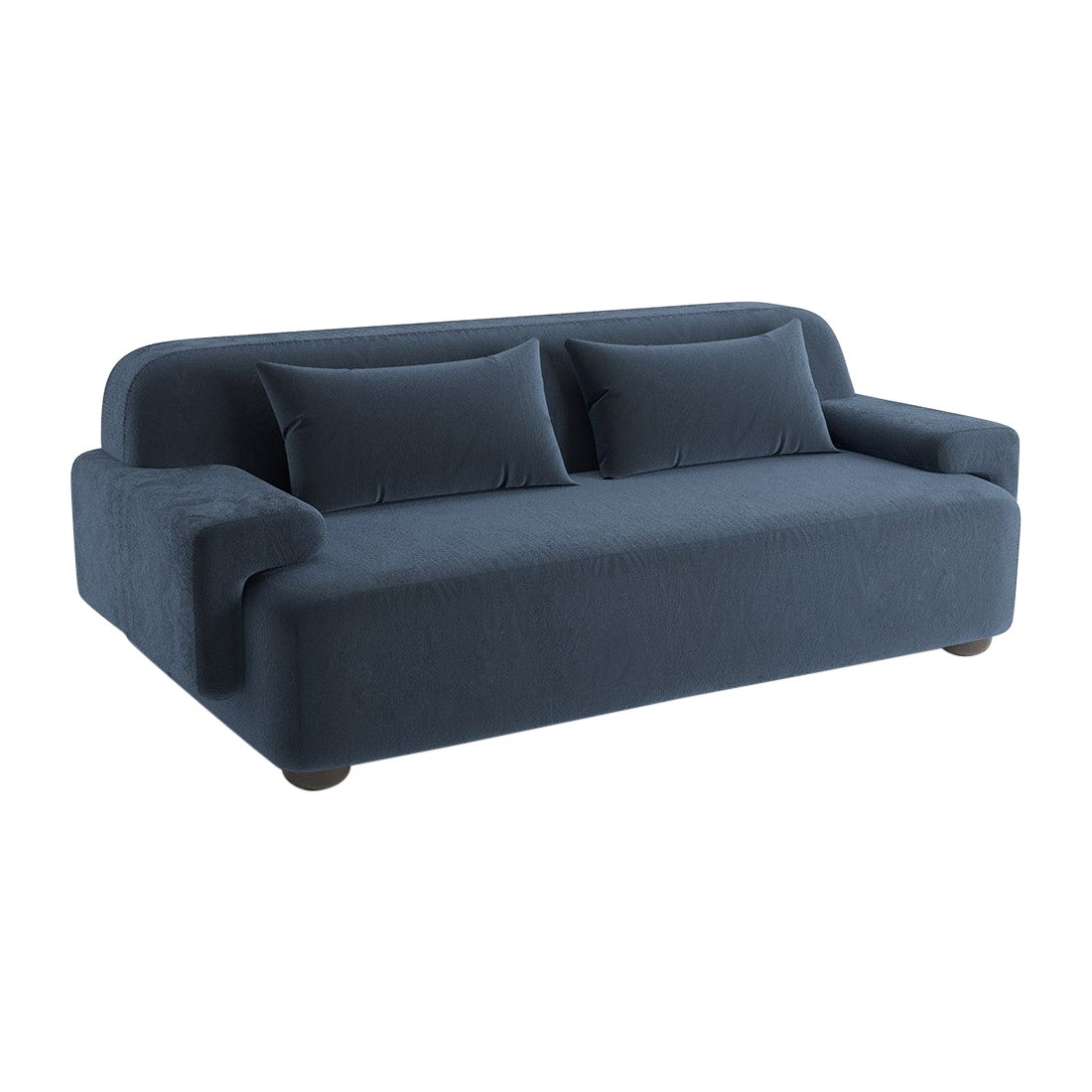 Popus Editions Lena 3 Seater Sofa in Blue Como Velvet Upholstery For Sale