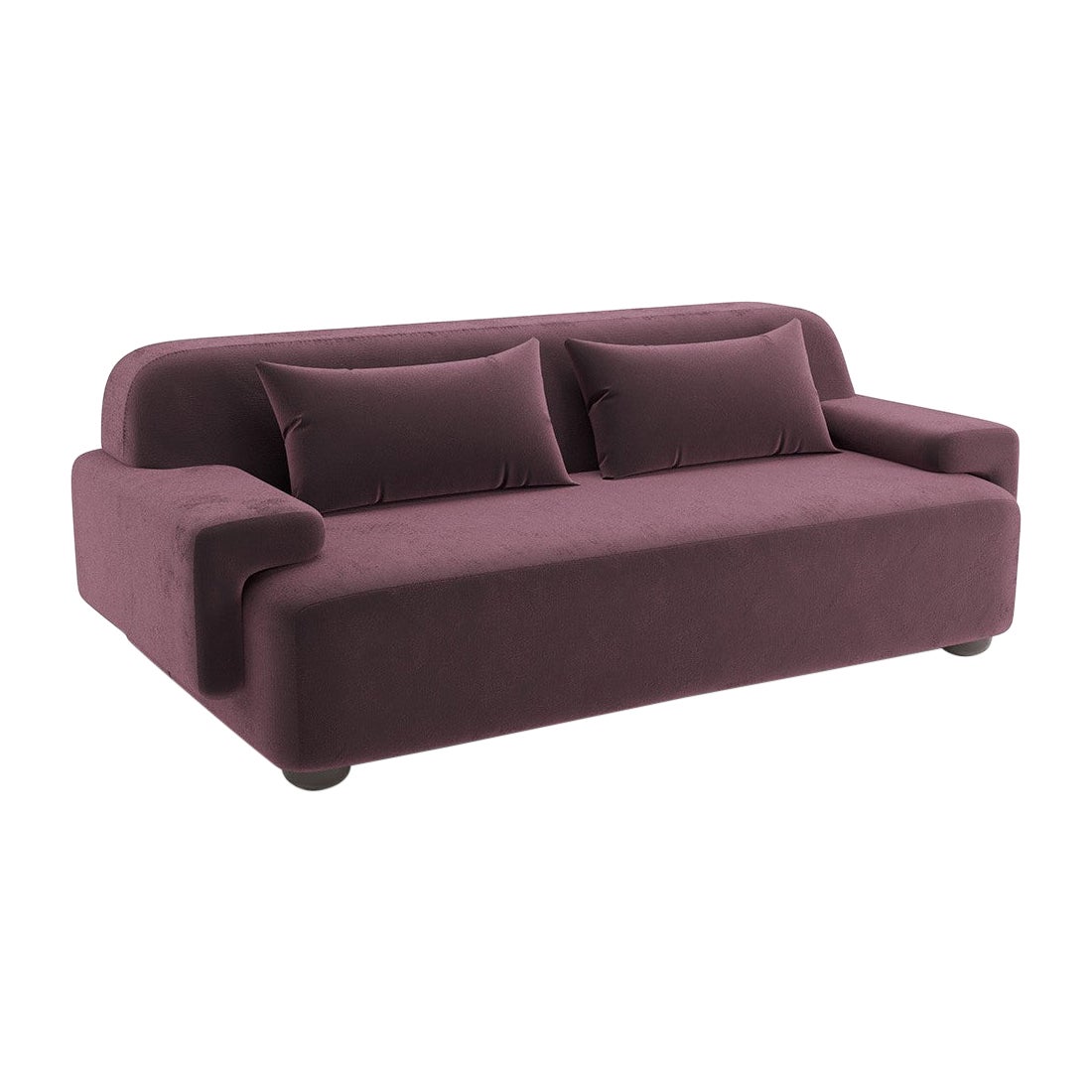 Popus Editions Lena 3 Seater Sofa in Bordeaux Como Velvet Upholstery For Sale