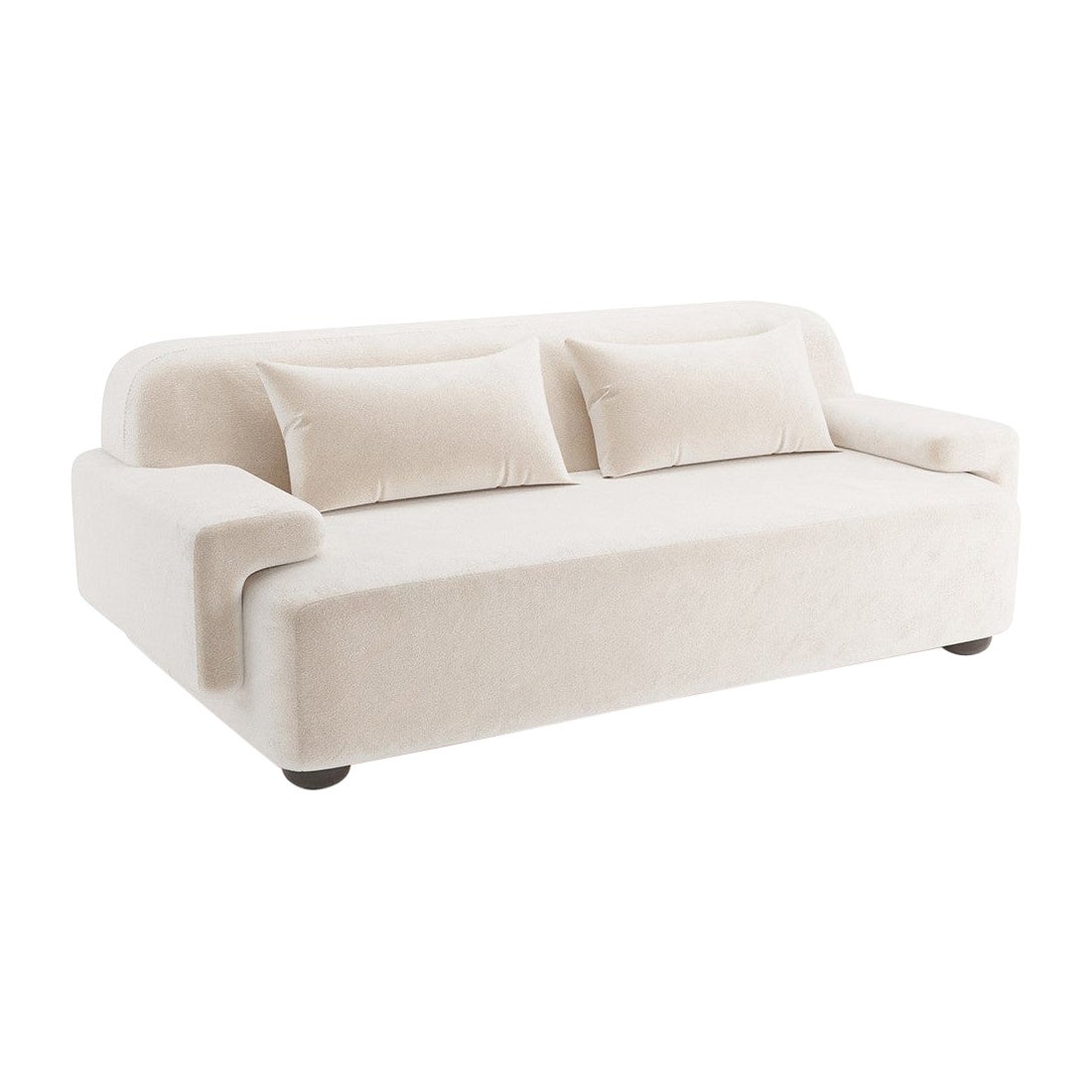 Popus Editions Lena 3 Seater Sofa in Egg Shell Off-White Como Velvet Fabric For Sale