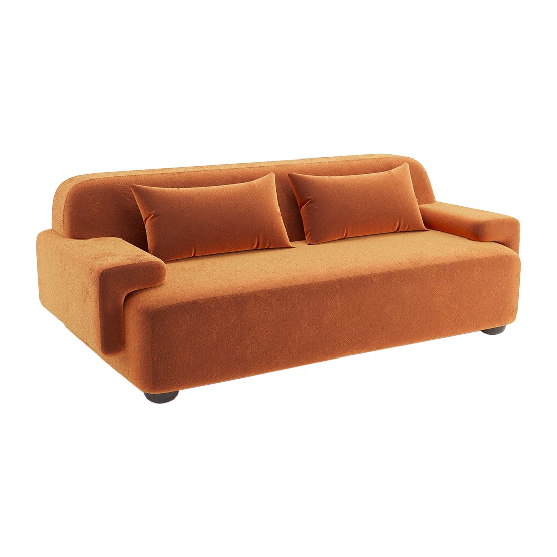 Popus Editions Lena 3 Seater-Sofa mit cognacfarbener Como-Samtpolsterung im Angebot