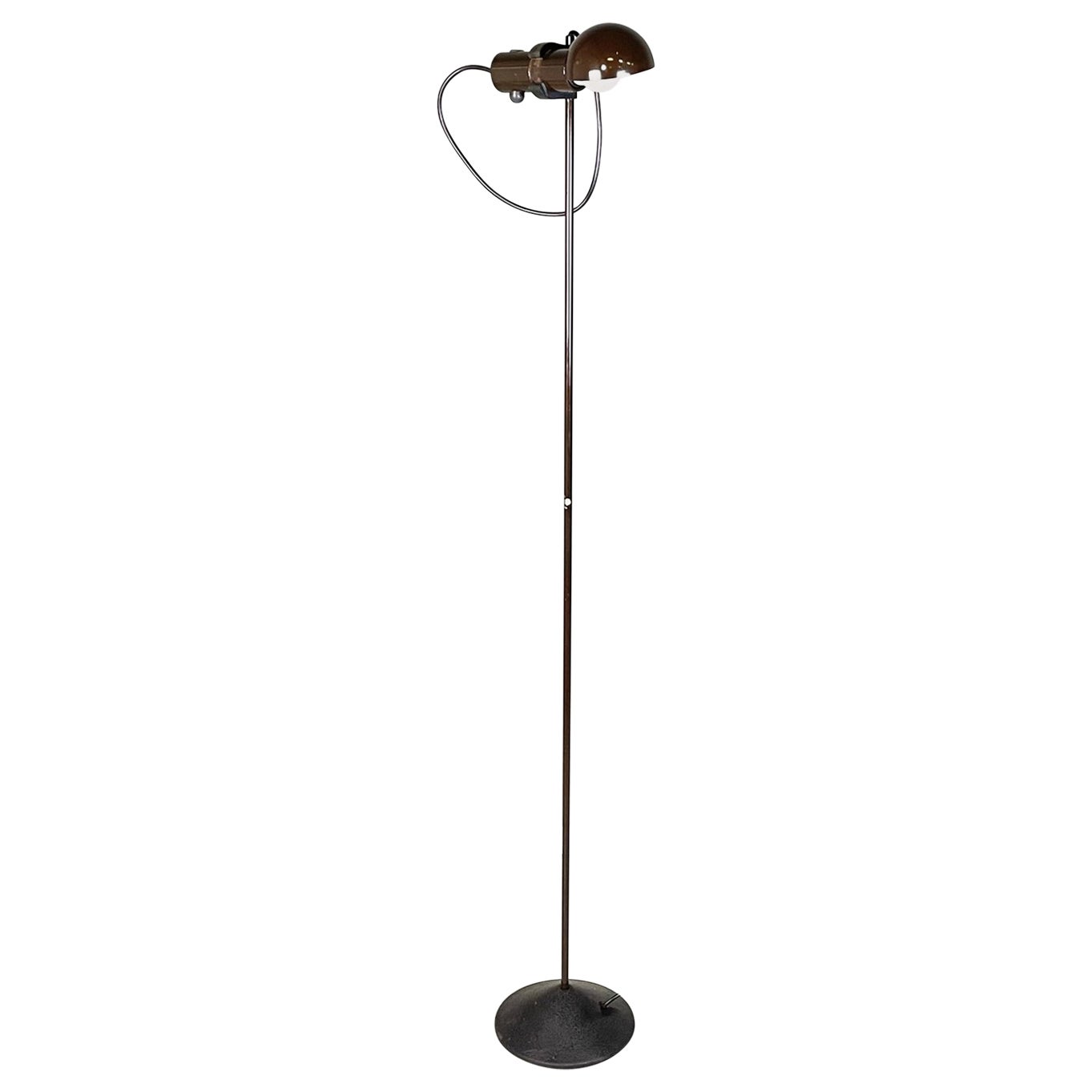 Italian modern Adjustable floor lamp in brown metal by Tronconi, 1970s For Sale