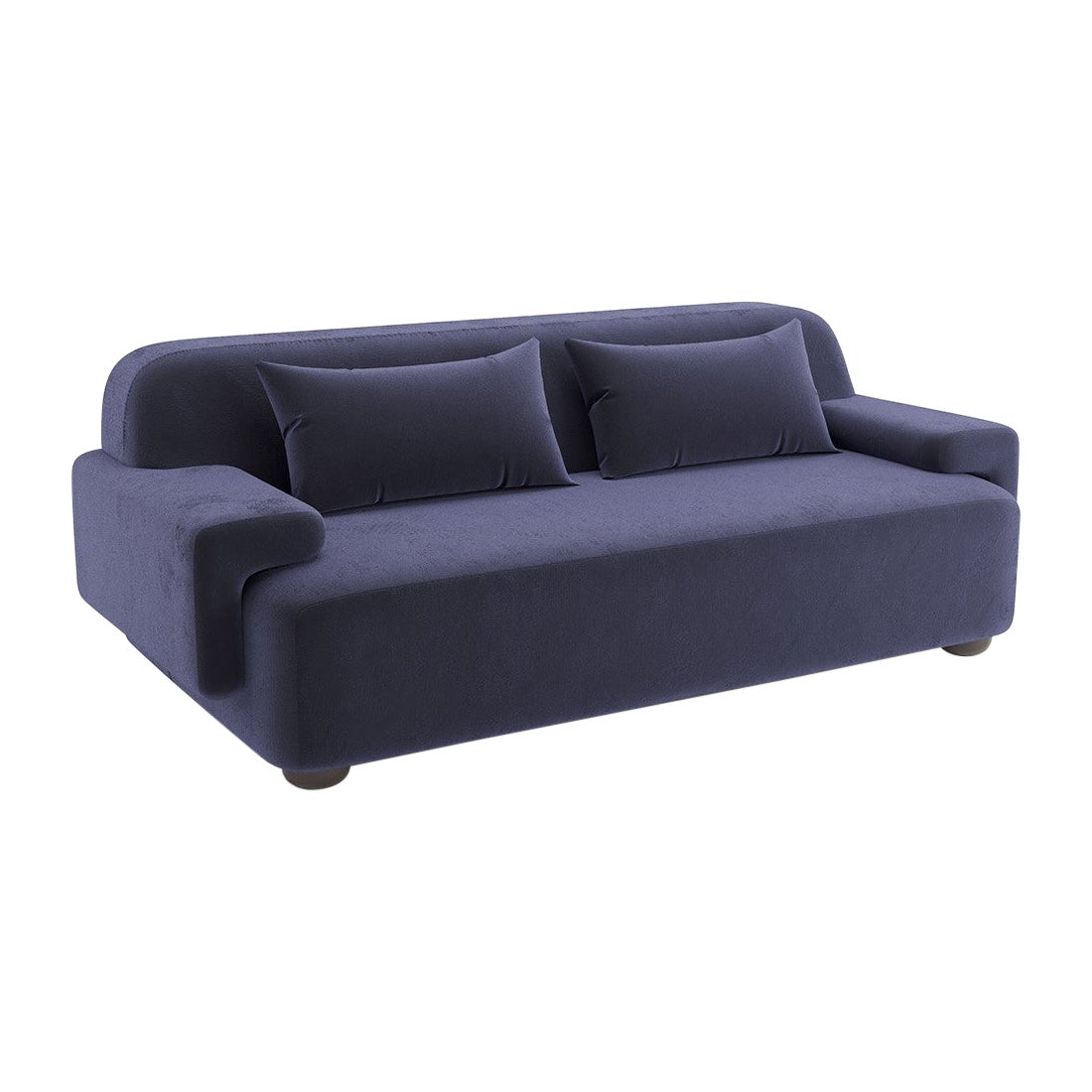 Popus Editions Lena 3 Seater Sofa in Marine Navy Como Velvet Upholstery For Sale