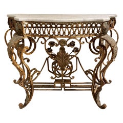 Antique Gorgeous Rustic Ornate Marble Console-France