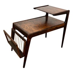 Vintage Kurt Ostervig Danish Rosewood Side Table with Magazine Holder, Circa 1960s