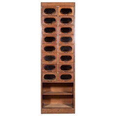 English Tall Oak Haberdashery Drawers Cabinet