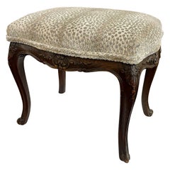 19th Century French Louis XV Style Carved Walnut Stool