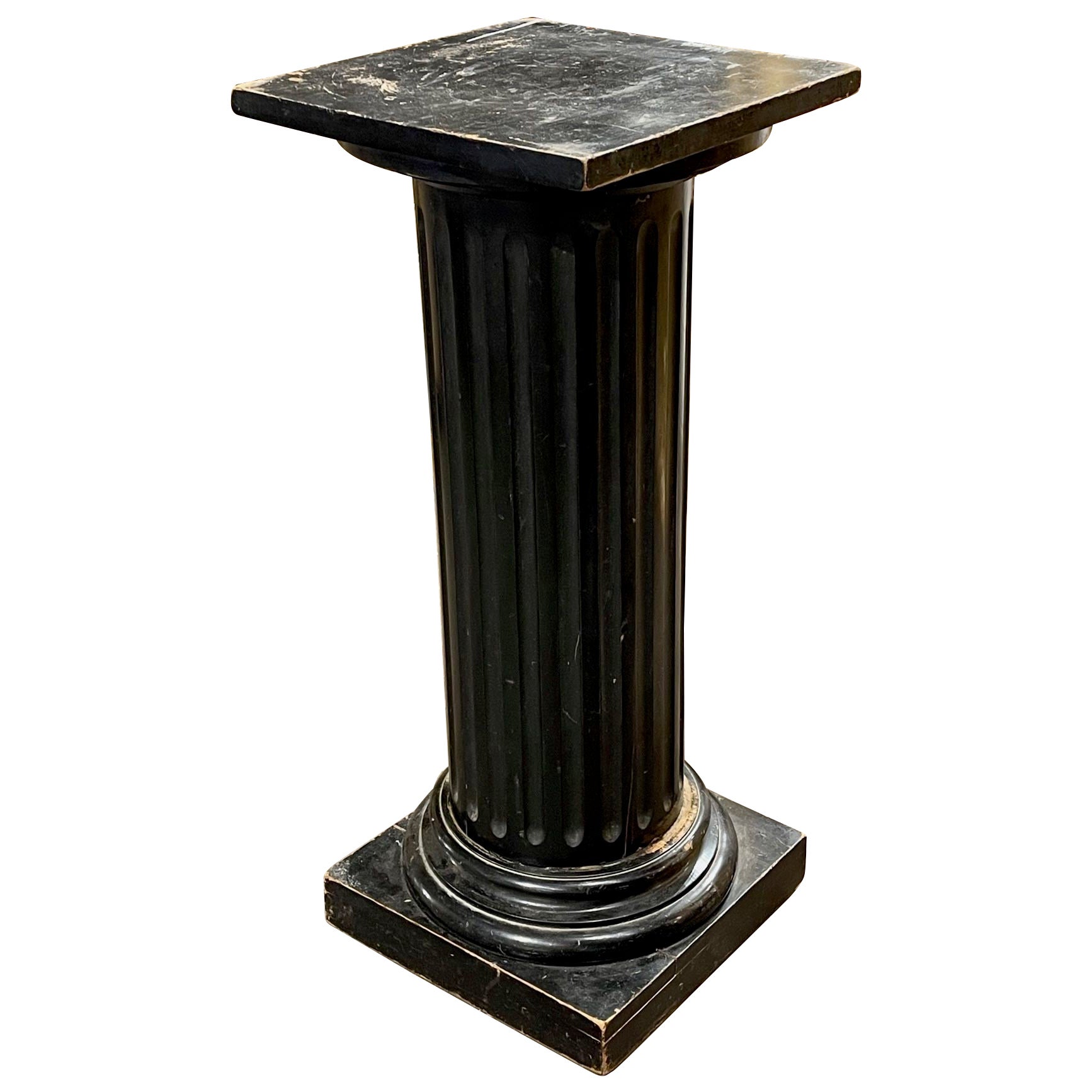 19th Century French Black Painted Wooden Pedestal