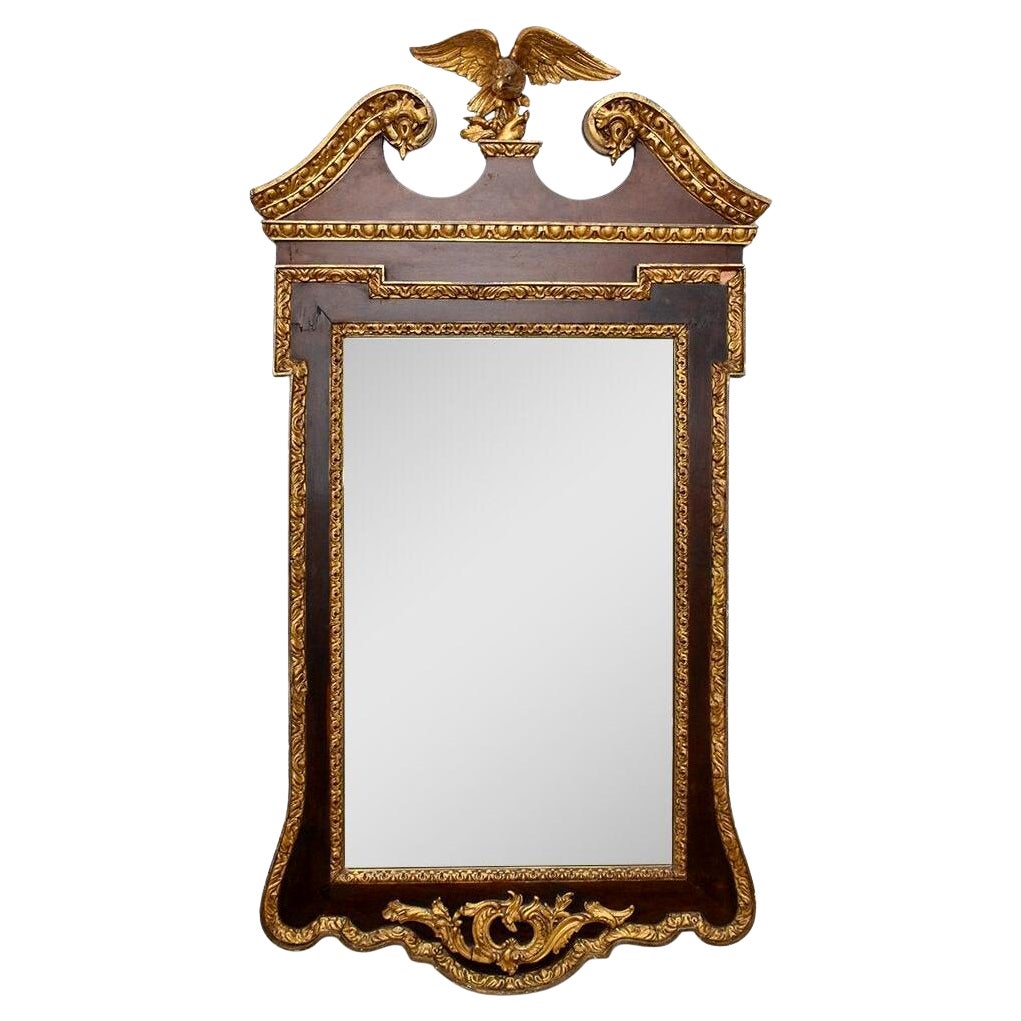 George III Mahogany Gilded Empire Style Mirror, circa 1780 For Sale