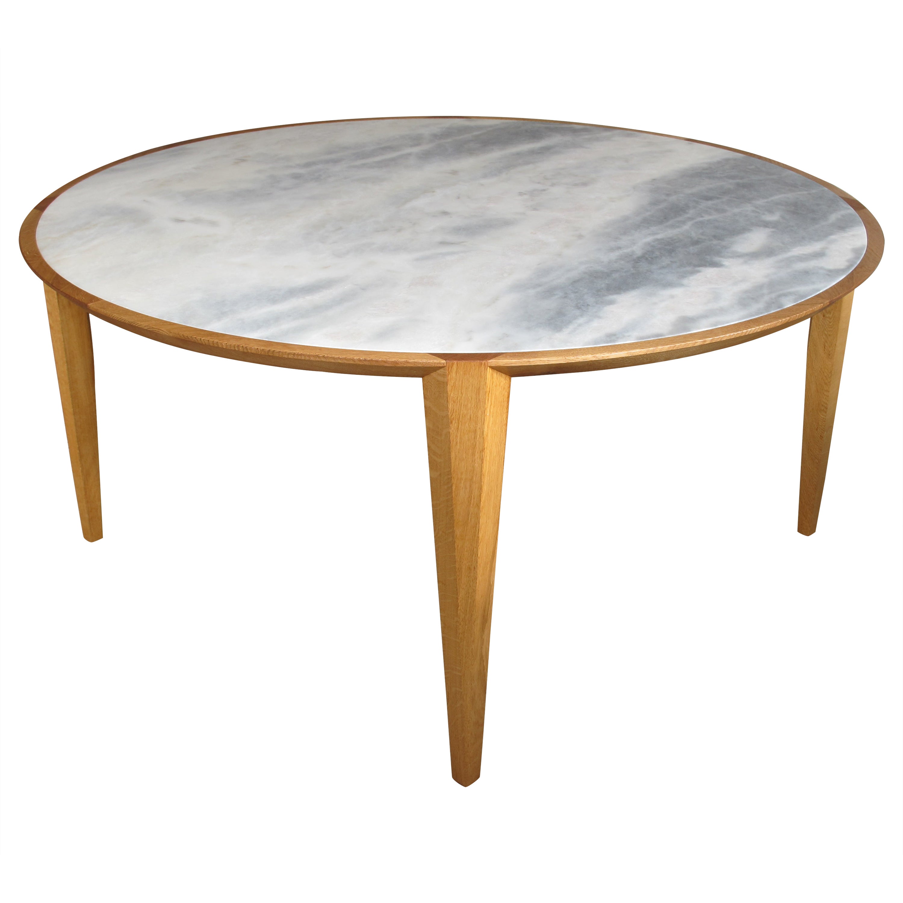 AT Dining Table, Round, Solid Oak with Estremoz Marble Top by Tomaz Viana For Sale