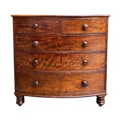 19th Century English Chest of Drawers Bow Front Mahogany Victorian Dresser