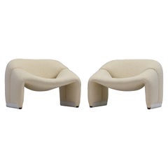 Pair of Pierre Paulin F598 Groovy Armchairs for Artifort in New Upholstery, 1972