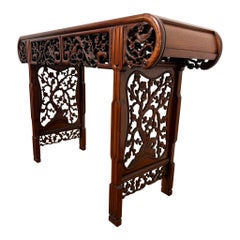 Vintage Chinese Fretwork Altar Console Table in Rosewood, circa 1960s