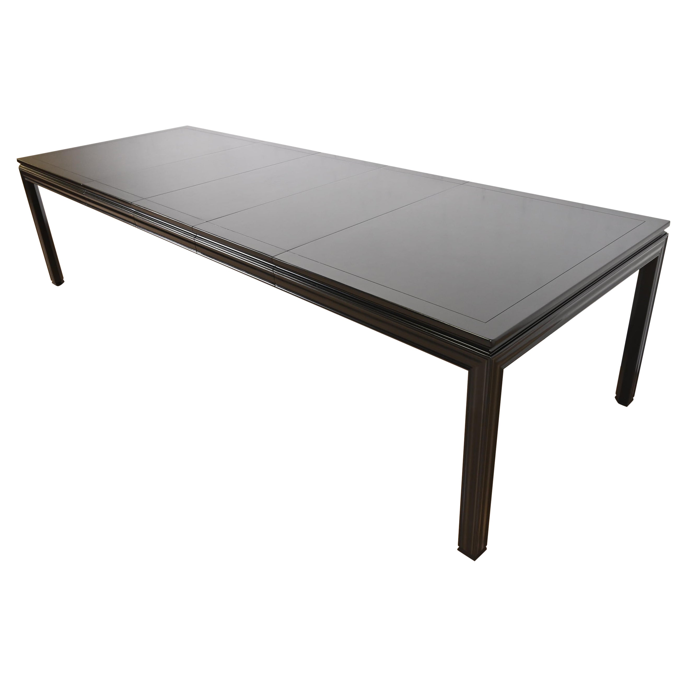 John Widdicomb Mid-Century Modern Black Lacquered Dining Table, Newly Refinished