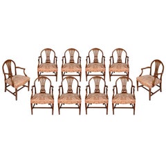 Set of Ten Mahogany George III Style Dining Chairs With Upholstered Seats