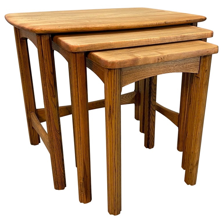1960s Maple Wood Nesting Tables For Sale at 1stDibs