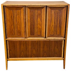 1960s, Walnut Wood Highboy Dresser
